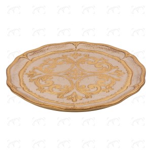 Sottopiatto in legno decoro “Fiorentino“ oro/avorio ø 33