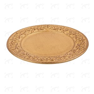 Sottopiatto in legno decoro “Liberty“  oro patinato ø 35