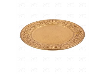 Sottopiatto in legno decoro “Liberty“  oro patinato ø 35