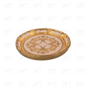 Piatto piano in legno decoro “Fiorentino“ oro/avorio ø 15